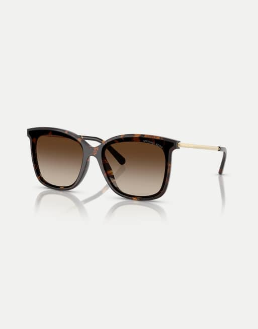 Michael Kors Zermatt square sunglasses with grey lens in dark tortoise, 3 of 4