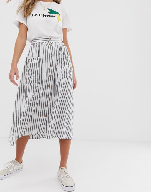 Midi-nederdel med stribe fra New Look | ASOS