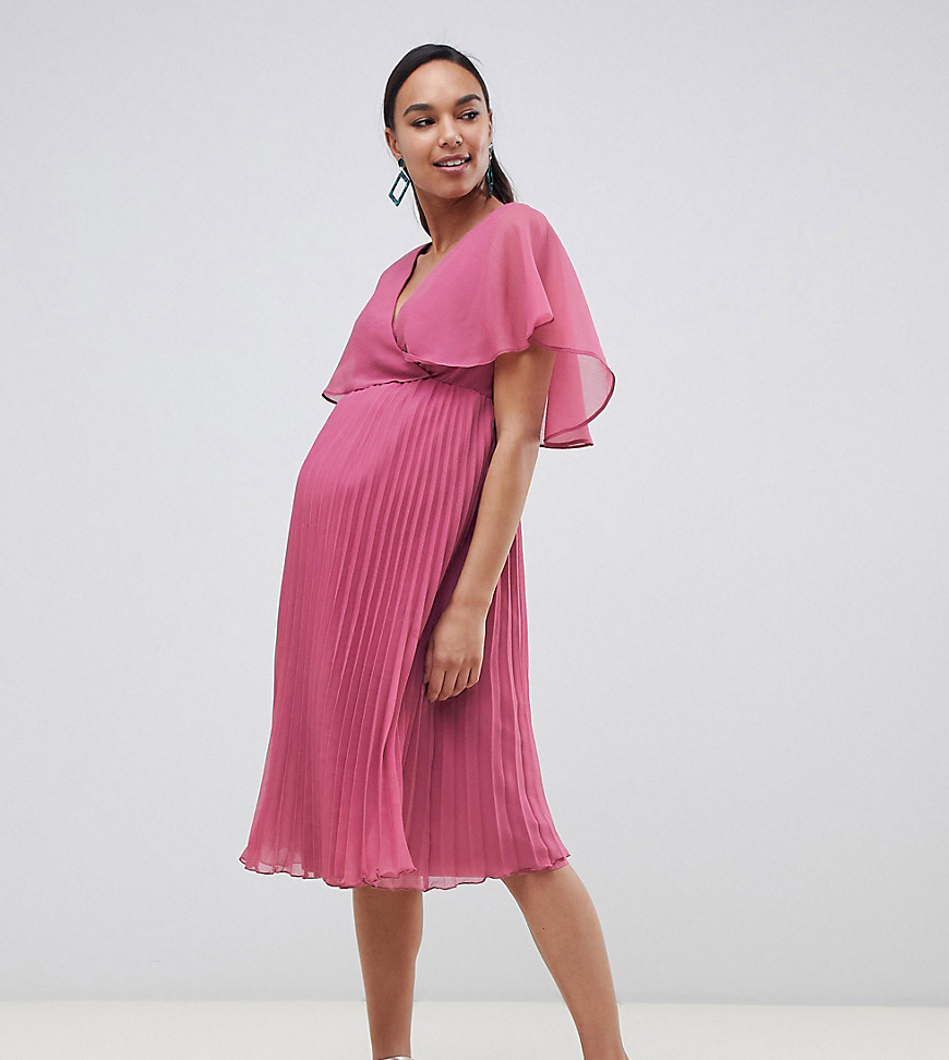 Midikjole med plisseret nederdel fra ASOS DESIGN Maternity-Multifarvet