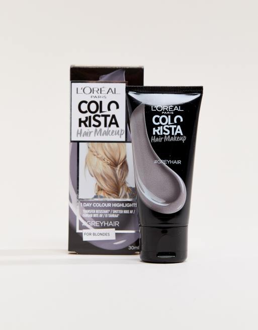 Midlertidig hår makeup i Grey til blonde hårfarve fra L'Oreal Paris Colorista