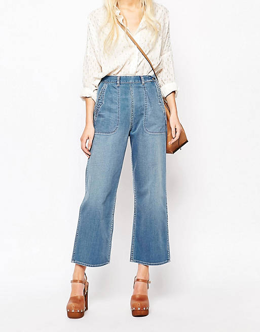 M.i.h Jeans Chambray Western Denim Culotte Jeans