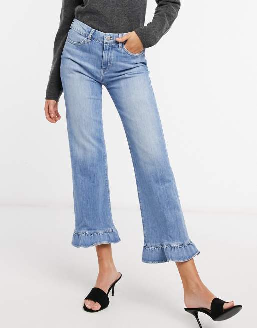 M I H Lou Wide Leg Frill Hell Jeans In Blue Iebem Morelos