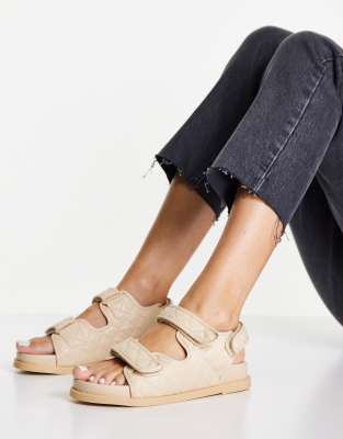 MIINIML Angel dad sandals in camel quilt ASOS