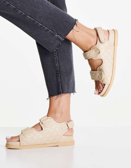 MIINIML Angel dad sandals in camel quilt ASOS