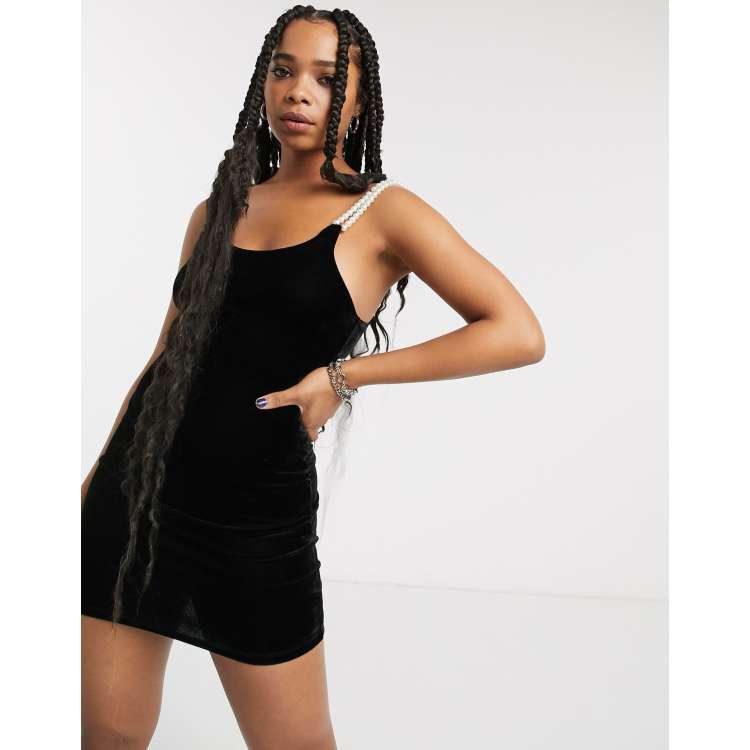 Black dress sales with pearl straps