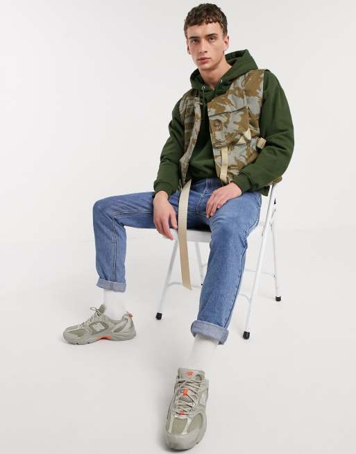 Milk It Vintage camo utility vest in blue