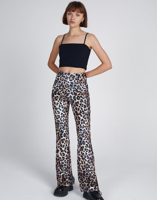Velvet leopard flare pants deals