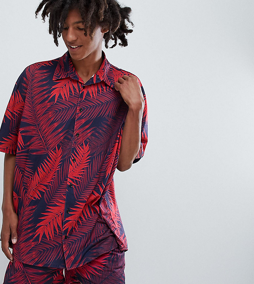Milk It Vintage oversized jersey shirt in palm print-Red