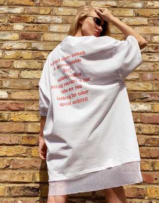 Fishnet oversized t shirt dress store