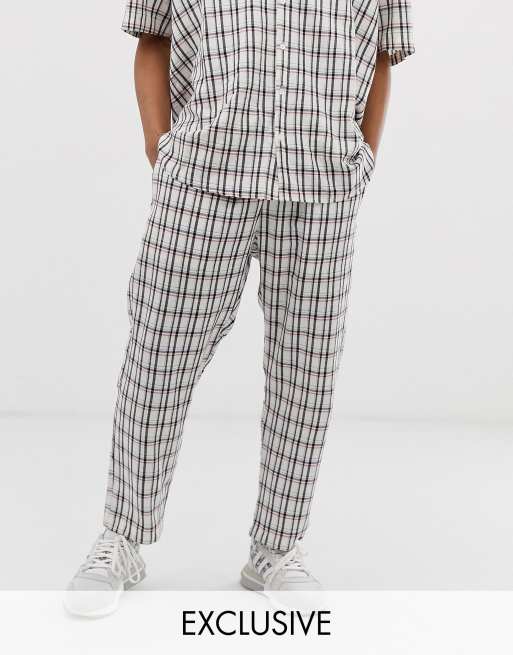 Milk It Vintage oversized shirt and relaxed cropped pants in check two piece ASOS