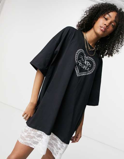 Forever 21 black store t shirt dress