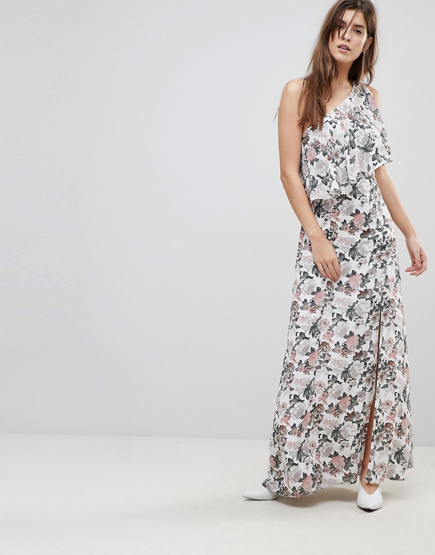 Millie Mackintosh – Blommig klänning med bar axel och knapp-Flerfärgad