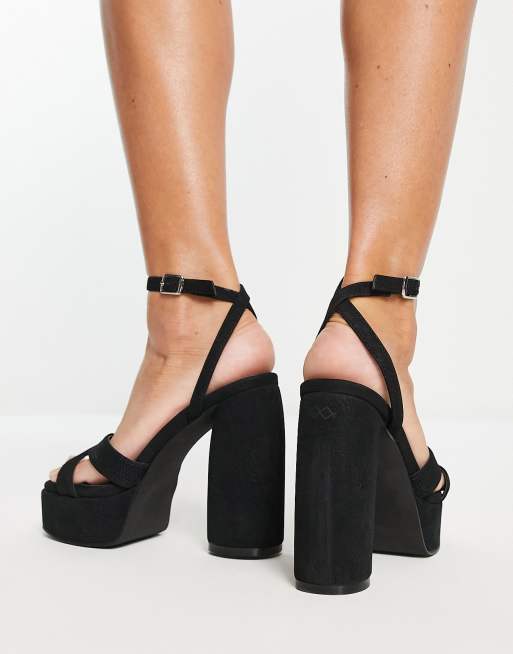 MIM Gaia cut out platform sandals in black, 2 of 4
