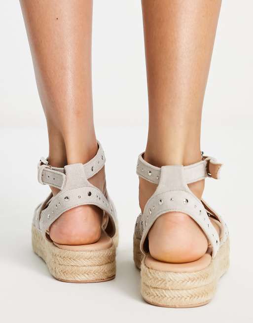MIM - Giulia - Sandali flatform color tortora con borchie, 2 di 4