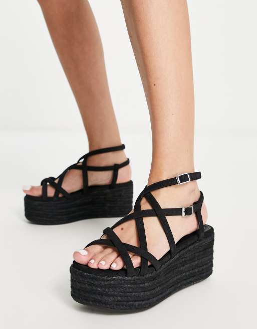 Black cheap strappy espadrilles