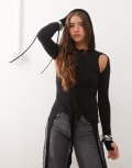 [Minga] Minga London asymmetric hooded top in black 14 BLACK