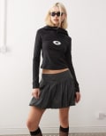 [Minga] Minga London black hooded long sleeve top with silver logo 10 BLACK