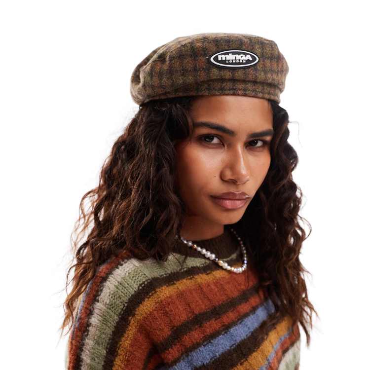 Minga London brown plaid beret | ASOS