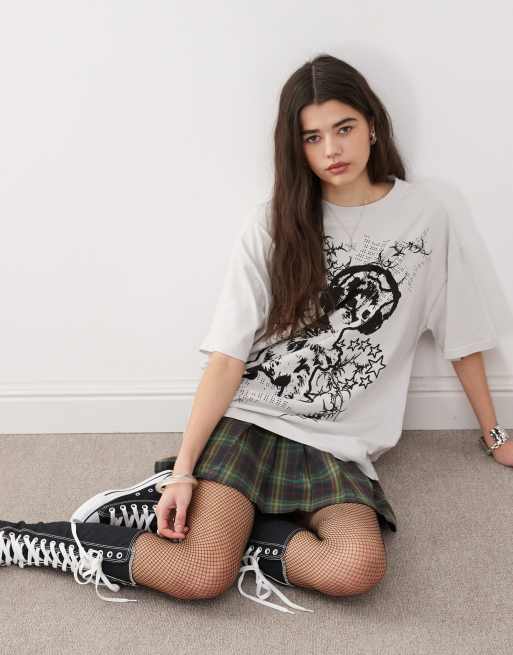 Minga London cat graphic oversized t-shirt in off white