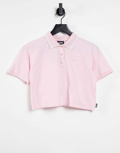 Minga London cropped polo top with logo chest - view 1
