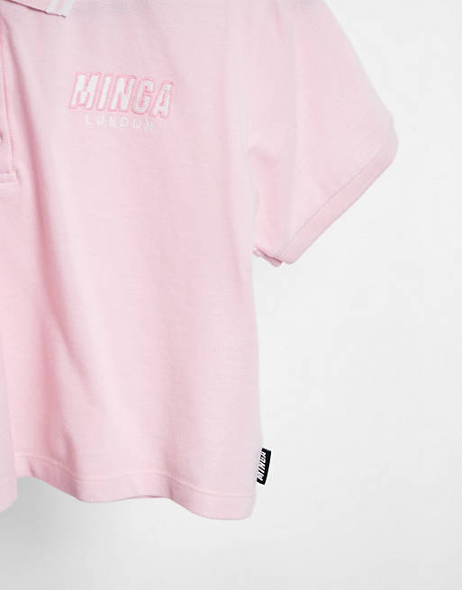 Women Minga London cropped polo top with logo chest 
