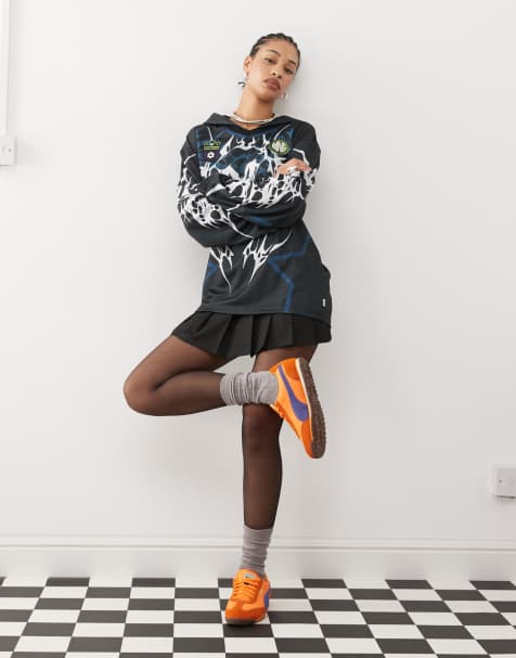 Minga London graphic oversized hooded jersey in black - view 1