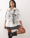 [Minga] Minga London graphic pierced oversized shirt in white 6 WHITE