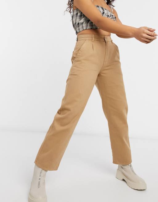 Minga London high waisted mom jeans in beige denim | ASOS