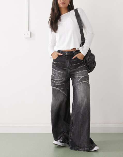 Minga London lightning wash baggy jeans in black - view 1