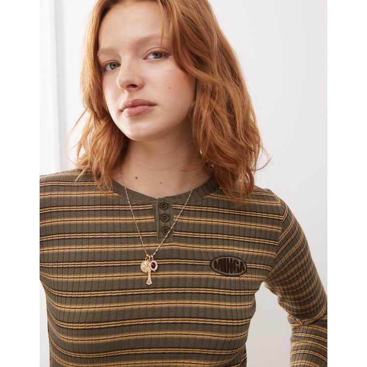 Minga London long sleeve top in green stripe | ASOS