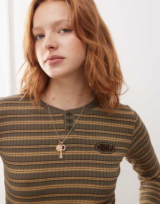 Minga London long sleeve top in green stripe