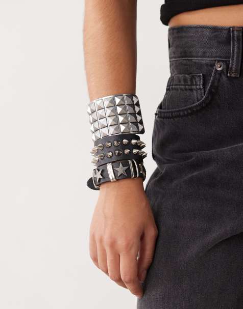Minga London metal studs and rivets bracelet set - view 1