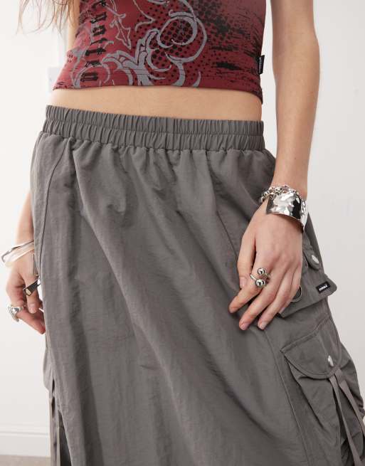 Minga London nylon bubble midi skirt in gray | ASOS