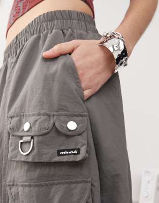 【BAON】Venta Pocket Nylon Banding Midi Skirt Minga London nylon bubble midi skirt in gray | ASOS