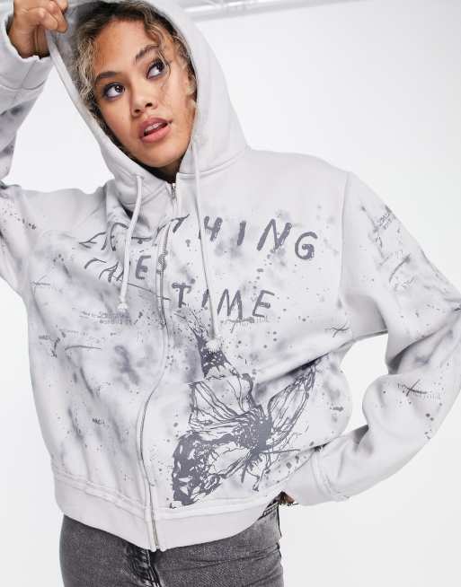 Minga London oversized grunge zip hoodie in grey | ASOS