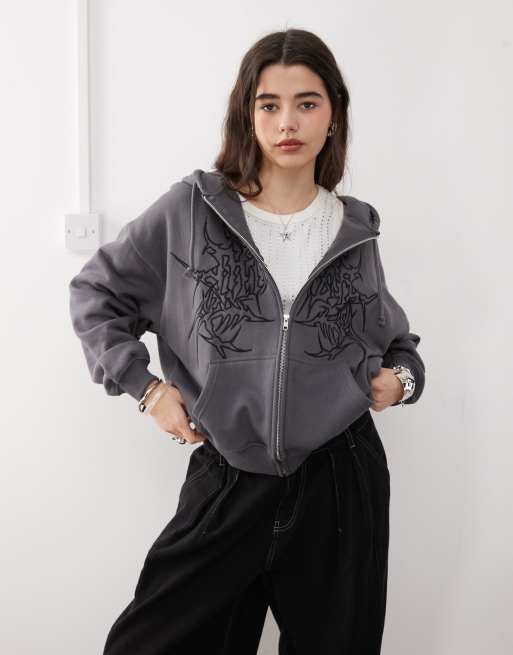 A_mpudding様 Minga London oversized ink zip up hoodie in gray | ASOS
