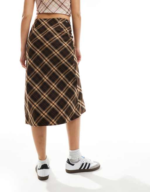 Minga London plaid midi skirt with lingerie bow