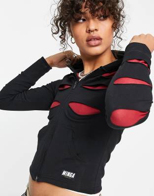 Minga London slash detail grunge Y2K hoodie in black - ASOS Price Checker