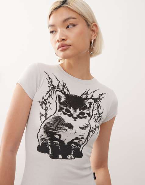 Minga London sygil kitten baby tee in off white - view 1
