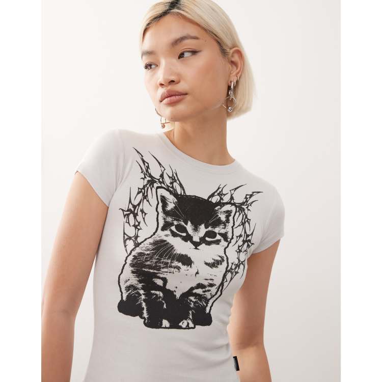 Minga London sygil kitten baby tee in off white | ASOS