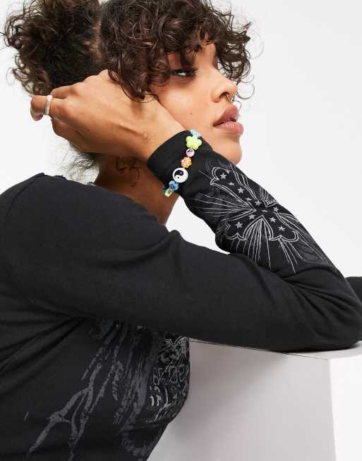 Minga London Y2K long sleeve grunge top in black | ASOS