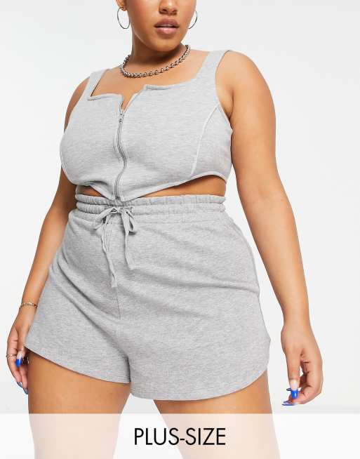 Mini shorts de algodón COLLUSION Plus en marga gris - GRIS