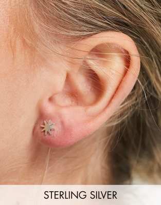   Asos Миниатюрные серьги-гвоздики в форме звезд из стерлингового серебра Kingsley Ryan-Серебристый