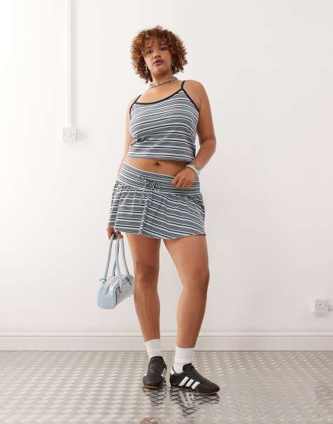 Minifalda a rayas multicolor con volantes de COLLUSION Plus - view 1