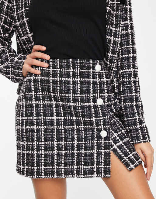 Minifalda abotonada a cuadros metalizados de Miss Selfridge (parte de un conjunto) , 3 de 4