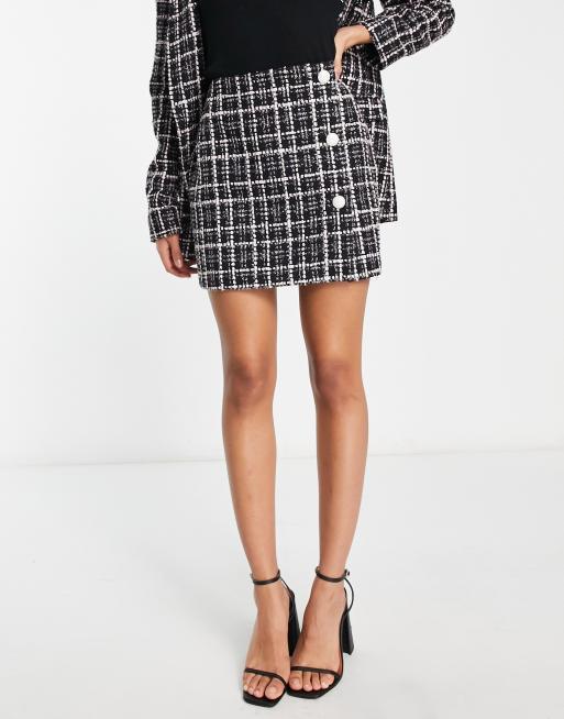 Minifalda abotonada a cuadros metalizados de Miss Selfridge (parte de un conjunto) , 4 de 4
