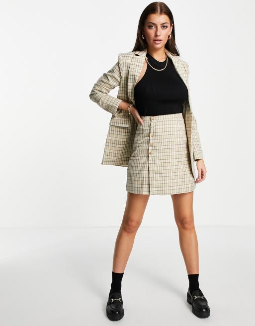 Minifalda acampanada a cuadros vintage con botones de Fashion Union (parte de un conjunto)