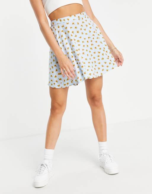 Minifalda azul girasol de corte skater de algodón Malina de Monki - MBLUE