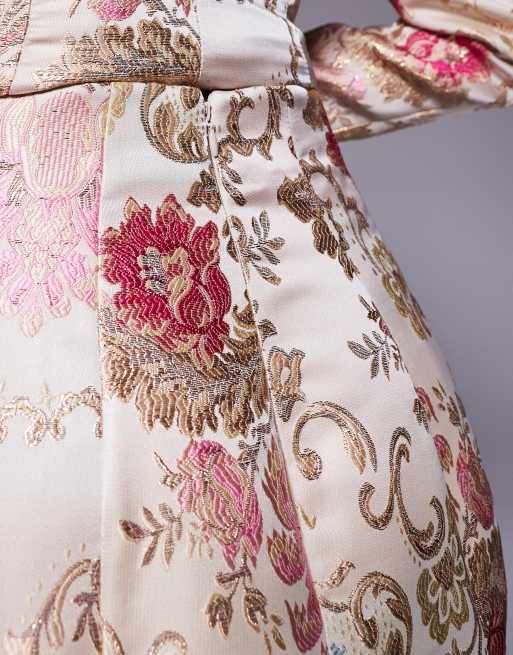 Minifalda blanca con estampado floral de jacquard de ASOS LUXE (parte de un conjunto), 5 de 5