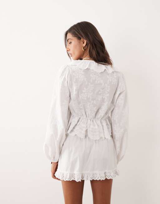 Minifalda blanca de popelina Ninon de Motel, 5 de 5